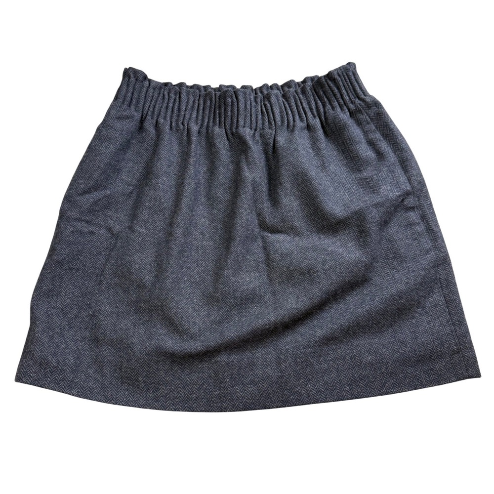 J.Crew Herringbone Mini Skirt Women Size4 Wool Blend Smocked Elastic Waist